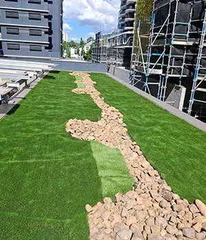 Roof drainage at Mus Apartments
